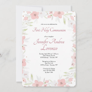 Invitación floral rosada de licitación