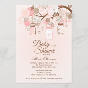 Invitación floral rosada elegante de la fiesta de