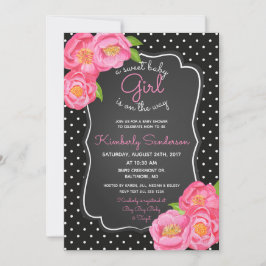 Invitación floral rosada negra y blanca de Baby