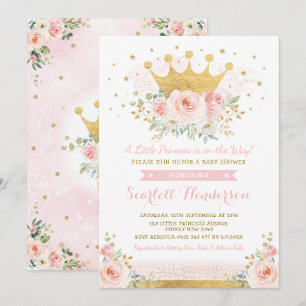 Invitación Floral rosado de Rubor de la ducha bonita de la