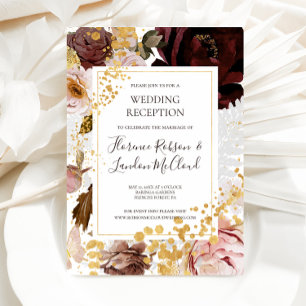 Invitación Floral Rosado Moderno   Recepción de Boda