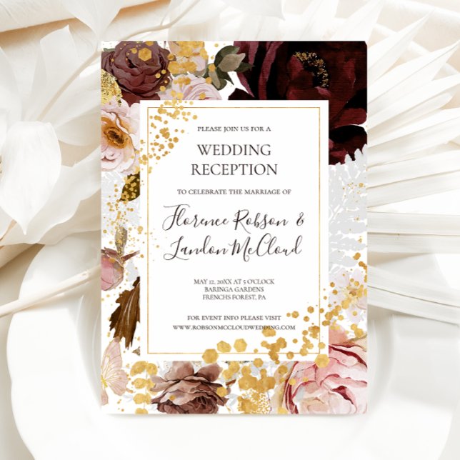 Invitación Floral Rosado Moderno | Recepción de Boda (Subido por el creador)