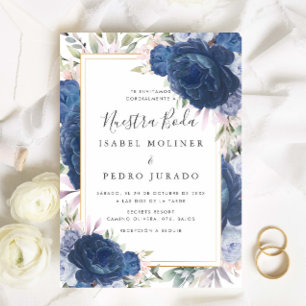 Invitación Floral Rosas azules Nuestra Boda Boda española