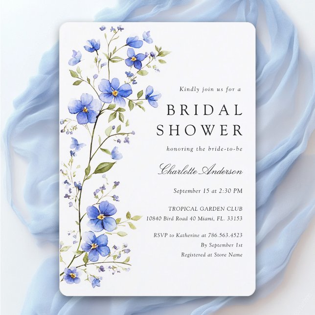Invitación Floral Royal Blue Bridal Shower (Subido por el creador)
