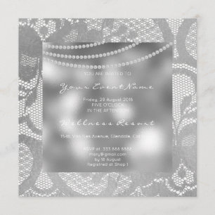 Invitación Floral Royal Silver Glass Gray Lace Bridal Shower