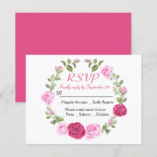 Invitación Floral RSVP Fiesta de boda Primaria de Flor Rosa R