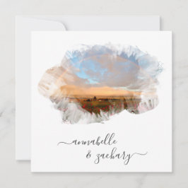 INVITACIÓN ** FLORAL + RSVP - QR RAINBOW AR11 BODA DE PLAYA