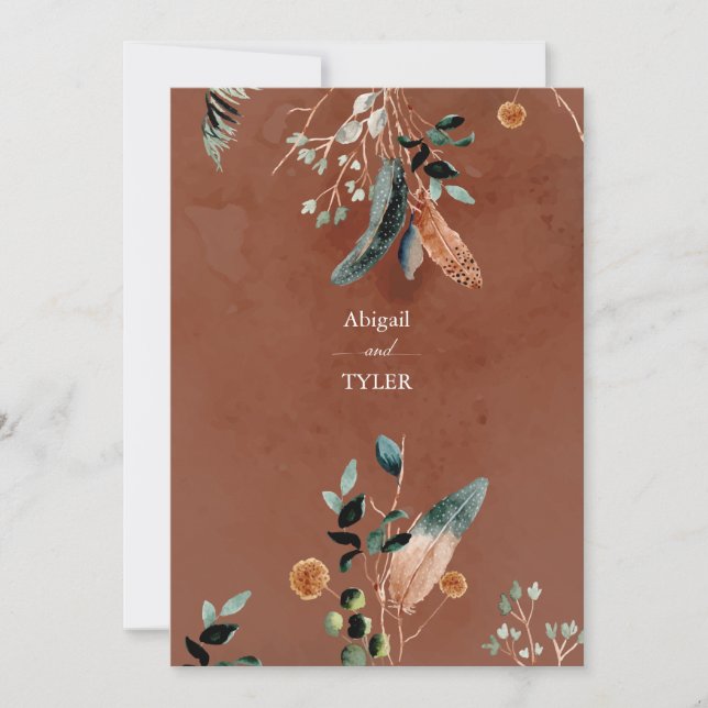 Invitación Floral ruántica romántica (Anverso)