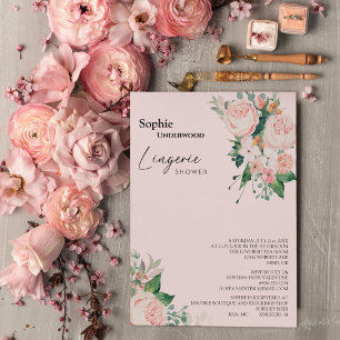 Invitación Floral Rubor Floral Pink Bridal Lingerie Shower
