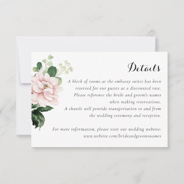 Invitación Floral Rubor Greenery Elegante Detalles Botánicos (Anverso)