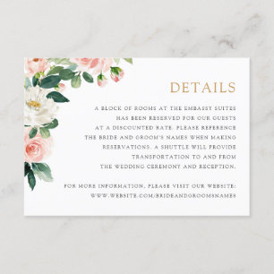 Invitación Floral Rubor Greenery Romantic Details Info Card