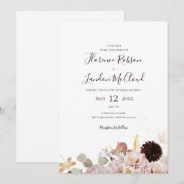 Invitación Floral Rubor moderna | Boda Casual Simple