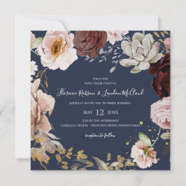 Invitación Floral Rubor moderna | Boda de guirnaldas de la pl