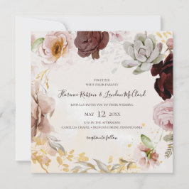 Invitación Floral Rubor moderna | Boda de guirnaldas de la pl