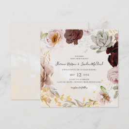 Invitación Floral Rubor moderna | Boda de guirnaldas de la pl