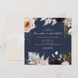 Invitación Floral Rubor moderna   Boda de la plaza de la Mari