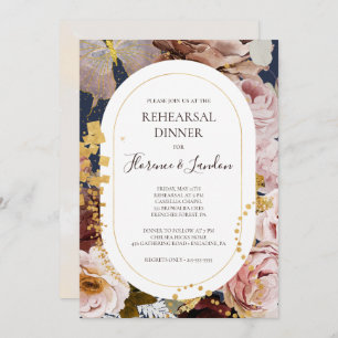 Invitación Floral Rubor moderna   Cena de ensayo naval