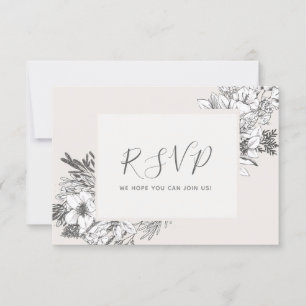 Invitación Floral Rubor moderna con estilo BOTÁNICO-MANO