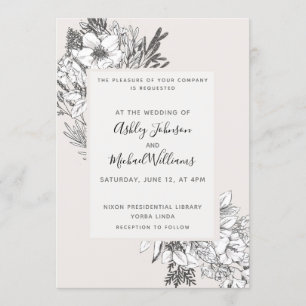 Invitación Floral Rubor moderna con estilo BOTÁNICO-MANO