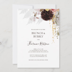 Invitación Floral Rubor moderna   Ducha de brunch
