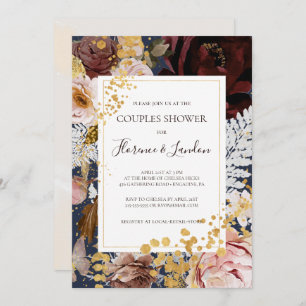 Invitación Floral Rubor moderna   Ducha de las parejas de la 