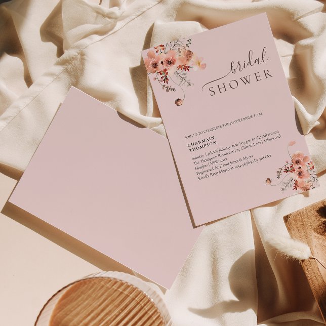 Invitación Floral Rubor Pink Bridal Shower (Subido por el creador)