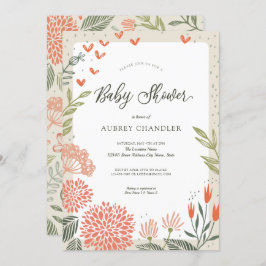 Invitación Floral Rubor Pink Greenery Baby Shower