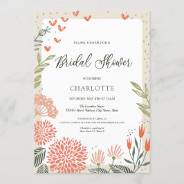 Invitación Floral Rubor Pink Greenery Bridal Shower