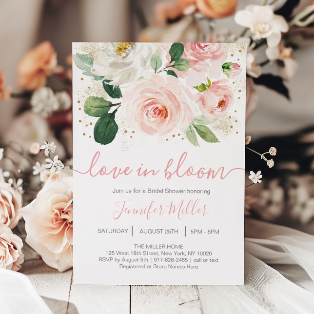 Invitación Floral Rubor Pink Love In Bloom Bridal Shower (Subido por el creador)