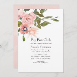 Invitación Floral Rubor Pink Pop Fizz Clink Bridal Shower