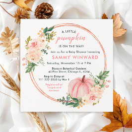 Invitación Floral Rubor Pink Pumpkin Baby Shower