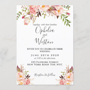 Invitación Floral Rubor rosa moderno elegante Boda Boho