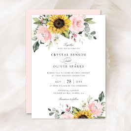 Invitación Floral Rubor Sunflowers Greenery Elegant Wedding