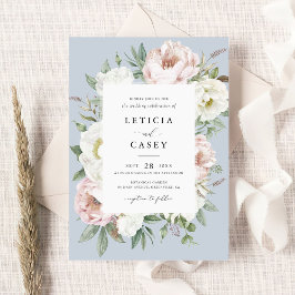 Invitación Floral Rubor White Peony Frame Elegant Wedding
