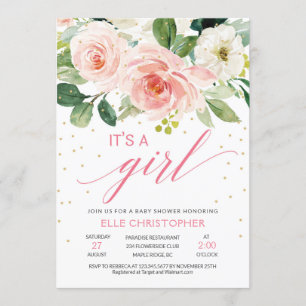 Invitación Floral ruidosa rosa ruidosa es una ducha de bebé c
