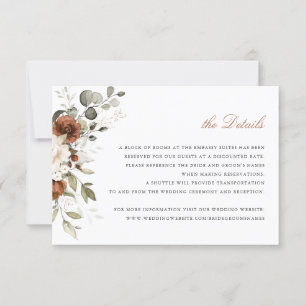 Invitación Floral Rust Cream Green Fall Details Insert