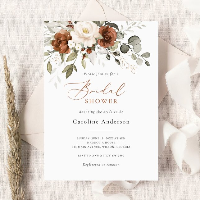 Invitación Floral Rust Cream Greenery Bridal Shower (Subido por el creador)