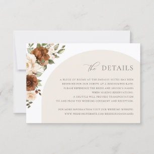 Invitación Floral Rust Peach Green Fall Details Insert Inv