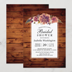 Invitación Floral Rustic Barn Wood Bridal Shower