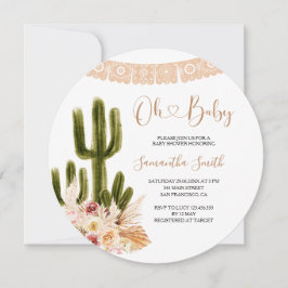 Invitación Floral Rustic Cactus Baby Shower