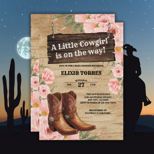 Invitación Floral Rustic Cowgirl Boots Baby Shower