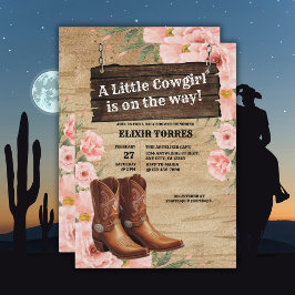 Invitación Floral Rustic Cowgirl Boots Baby Shower