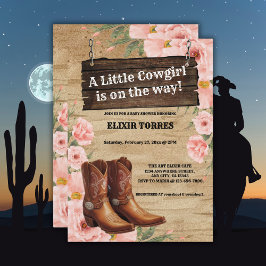 Invitación Floral Rustic Cowgirl Boots Baby Shower