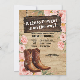 Invitación Floral Rustic Cowgirl Boots Baby Shower