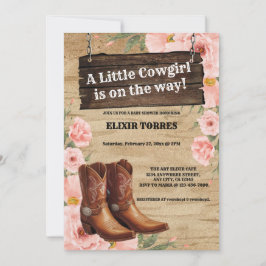 Invitación Floral Rustic Cowgirl Boots Baby Shower