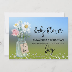 Invitación *~* Floral Rustic Gender Mason Jar Baby Shower