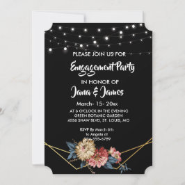 Invitación Floral Rustic Magnolia String Lights Engagement