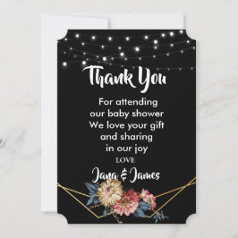 Invitación Floral Rustic Magnolia String Lights gracias