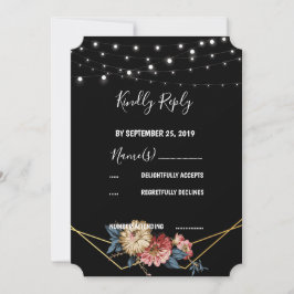Invitación Floral Rustic Magnolia String Luces RSVP