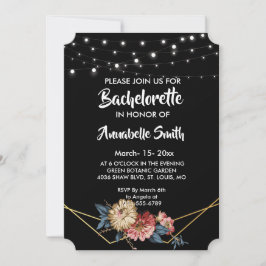 Invitación Floral Rustic Magnolia String Luces soltera